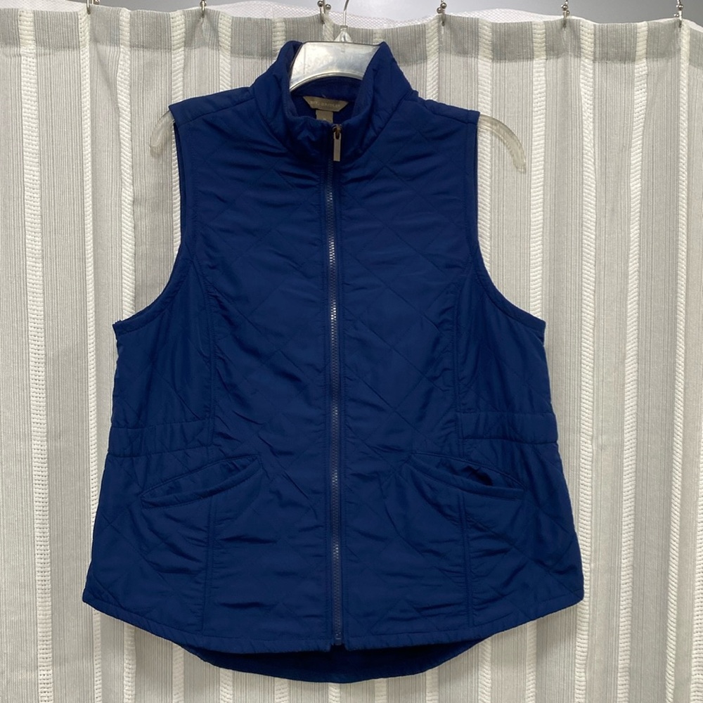 Bit & Bridle Navy Blue Quilted Zip Up Vest‎ 100% Polyester Lightweight Size M